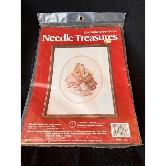 Needle Treasures New Old Stock Benjamin Bunny and Peter Rabit Cross Stitch - Picture 2 of 8